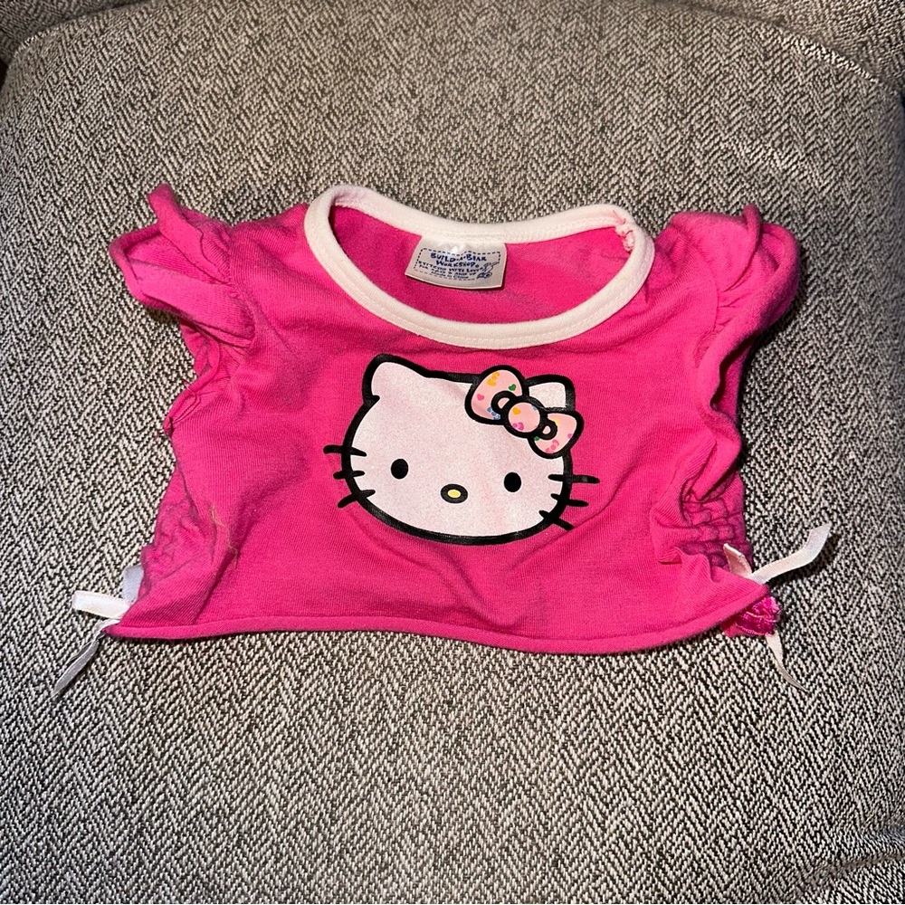 Build A Bear BABW Hello Kitty Pink Shirt Ruffles & Bows PJ Pajama Top RARE HTF